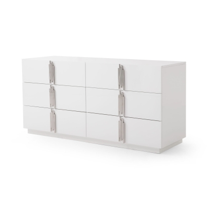 Modrest Token Modern White & Stainless Steel Dresser White Dresser 77559 VGVCJ815-WHT-DRS