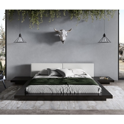 Modrest Tokyo Contemporary Black and White Platform Bed Black Bed 76816|76815|76816A|76815A VGMABR-90-BLK-WHT