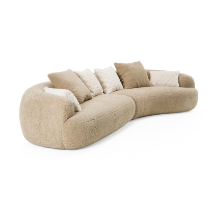 Divani Casa Trevor Modern Tan Fabric Curved Sectional Tan Sectional Sofa 82912 VGOD-ZW-24018-BRN