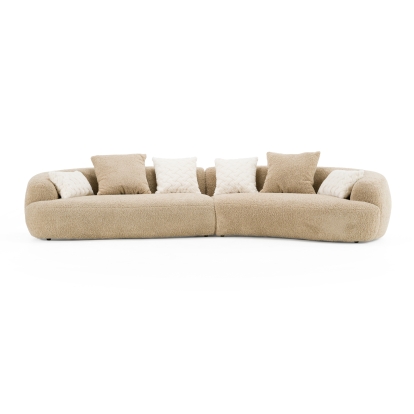 Divani Casa Trevor Modern Tan Fabric Curved Sectional Tan Sectional Sofa 82912 VGOD-ZW-24018-BRN