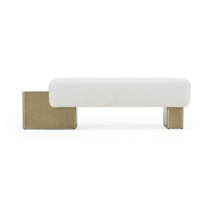 Modrest Triumph Contemporary Off-White Fabric + Antique Brass Bench Off-White Bench 83087 VGFA-CH2500
