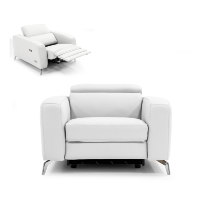 Lamod Italia Turin Italian White Leather Recliner Chair White Lounge Chair 78684 VGCCROMA-WHIT-CH