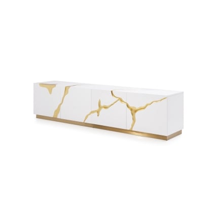 LA Furniture Aspen Modern White & Gold TV Stand VGVCTV1801-WHT Contemporary Style by Vig Furnitrue Number 75642 Catch Home Goods