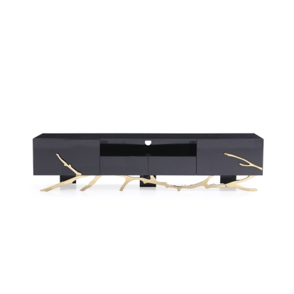 Modrest Legend Modern Black & Gold 79" TV Stand Black TV Stand 73730B VGVCTV8111-BLK