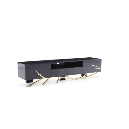 Modrest Legend Modern Black & Champagne Gold 87" TV Stand Black TV Stand 79455 VGVCT-V8111-BLK-L