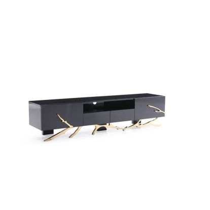 Modrest Legend Modern Black & Gold 79" TV Stand Black TV Stand 73730B VGVCTV8111-BLK