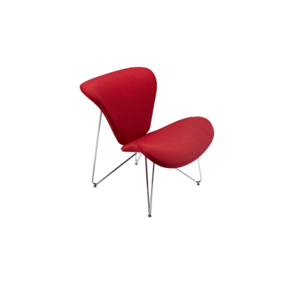 Modrest Decatur Mid-Century Red Fabric Accent Chair Red Lounge Chair 71437 VGOBTY105-RED