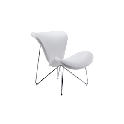 Modrest Decatur Mid-Century White Leatherette Accent Chair White Lounge Chair 71439 VGOBTY105-WHT