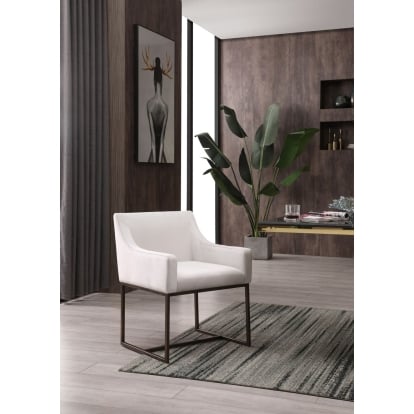 LA Furniture Elijah Modern Off White & Copper Antique Brass Dining Chair VGVCB8363-WHT-DC Contemporary Style by Vig Furnitrue Number 78639 Catch Home Goods