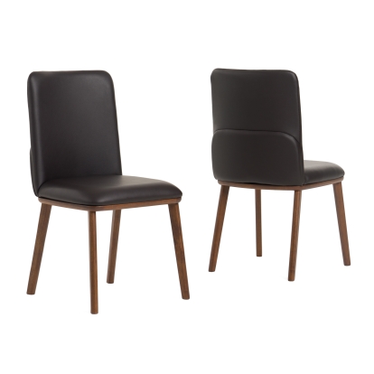 Modrest Utah Modern Walnut and Brown Eco-Leather Dining Chair- Set of 2 Brown Dining Chair 76938Z VGMAMI-973