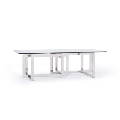 Modrest Valiant Modern Glass & Stainless Steel Coffee Table Clear Glass Coffee Table 72196 VGVCCT856