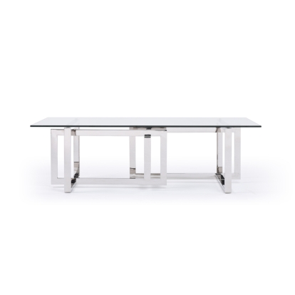 Modrest Valiant Modern Glass & Stainless Steel Coffee Table Clear Glass Coffee Table 72196 VGVCCT856
