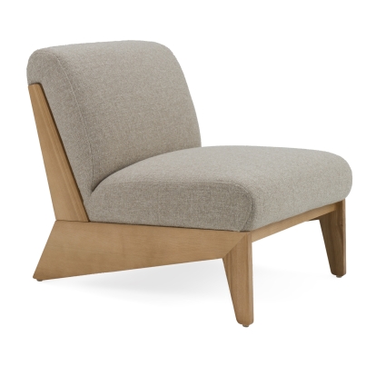 Divani Casa Vance Modern Sand Fabric + Wood Accent Chair Taupe Accent Chair 82787 VGKK-KF.A2387-SAND
