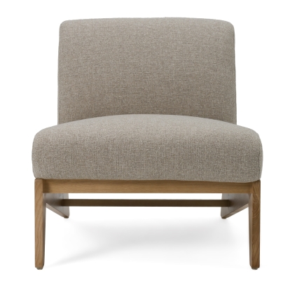 Divani Casa Vance Modern Sand Fabric + Wood Accent Chair Taupe Accent Chair 82787 VGKK-KF.A2387-SAND