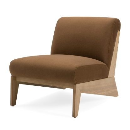 Divani Casa Vance Modern Brown Fabric + Wood Accent Chair Brown Accent Chair 82788 VGKK-KF.A2387-BRN