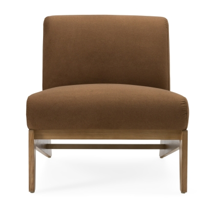 Divani Casa Vance Modern Brown Fabric + Wood Accent Chair Brown Accent Chair 82788 VGKK-KF.A2387-BRN
