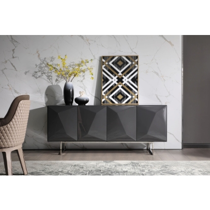 Modrest Vanguard Modern Dark Grey High Gloss Buffet Dark Grey Buffet 77622 VGVCG1108-BUF-GRY