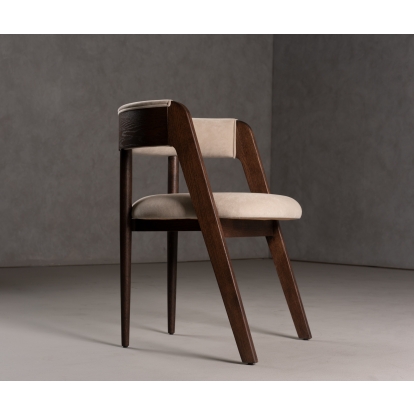 Modrest Vegas Modern Beige Velvet + Walnut Oak Dining Chair (Set of 2) Beige Dining Chair 81971Z VGME-VEGAS-DCHR