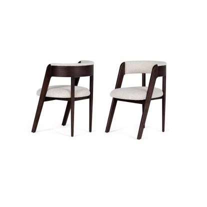 Modrest Vegas Modern Cream Fabric + Walnut Oak Dining Chair (Set of 2) Cream Dining Chair 82640Z VGME-VEGAS-CRM-DC