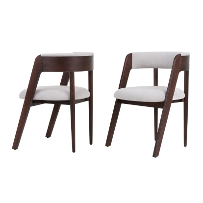 Modrest Vegas Modern Light Grey + Walnut Oak Dining Chair (Set of 2) Light Grey Dining Chair 82766Z VGME-VEGAS-LTGRY-DC