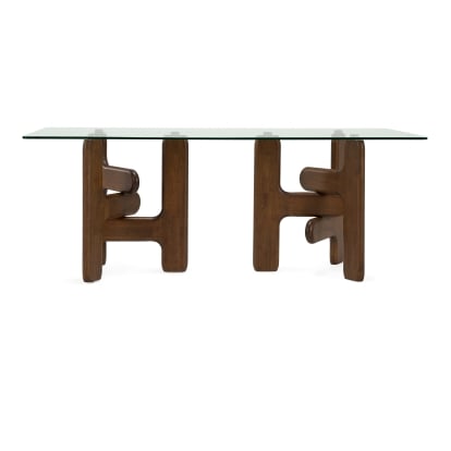 LA Furniture Velshi Modern Glass + Walnut Rectangular Dining Table VGMA-MIT-5495 Contemporary Style by Vig Furnitrue Number 85851 Catch Home Goods