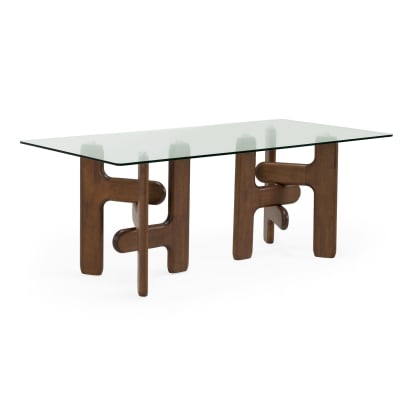LA Furniture Velshi Modern Glass + Walnut Rectangular Dining Table VGMA-MIT-5495 Contemporary Style by Vig Furnitrue Number 85851 Catch Home Goods
