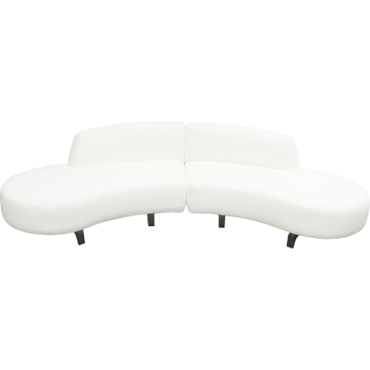 Diamond Sofa VESPER2PCLCRCWH Vesper 2 Piece Curved Armless Sectional Sofa White Faux Shearling Black