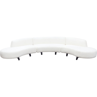 Diamond Sofa VESPER3PCASLCRCWH Vesper 3 Piece Curved Armless Sectional Sofa White Faux Shearling Black