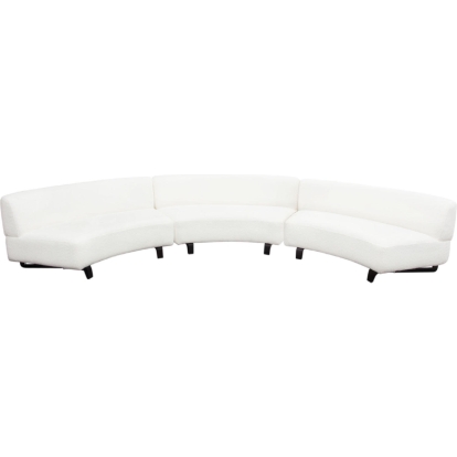 Diamond Sofa VESPER3PCASWH Vesper 3 Piece Curved Armless Sectional Sofa White Faux Shearling Black