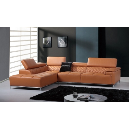 Half Leather Divani Casa Citadel Modern Leather Sectional Sofa Sectional Sofa 17602 VGKNK8482-ORG-HL