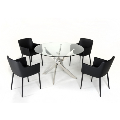 Modrest Spark Modern Clear Glass Circular Dining Table Dining Table 16228 VGLET07-CLR