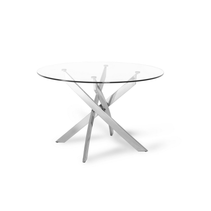 Modrest Spark Modern Clear Glass Circular Dining Table Dining Table 16228 VGLET07-CLR