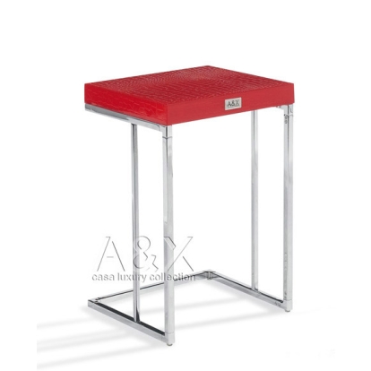 A&X Amelia Modern Red Crocodile Lacquer End Table Set Red End Table 16851 VGUNAK855-RED