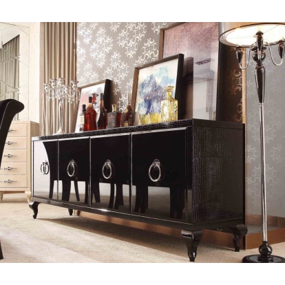 Bellagio Transitional Black Crocodile Lacquer Buffet Black Buffet 14953A VGUNRC107-240