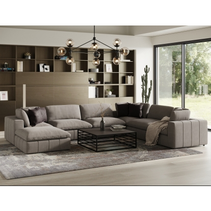 Divani Casa Vicki Modern Grey Fabric Modular Sectional Sofa 81885|83528|83529|83530|83531 VGKK-KF.8033-SECT-GRY