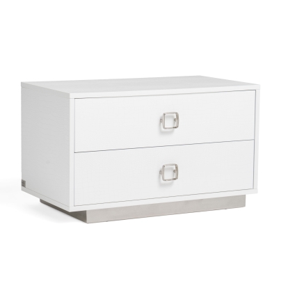 A&X Victoria Modern White Crocodile Nightstand White Nightstand 16426 VGUNAW324-80-CROC