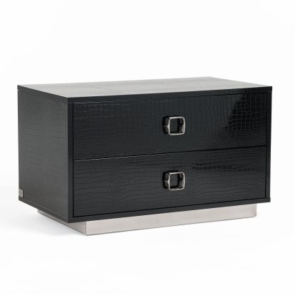 A&X Victoria Modern Black Crocodile Nightstand Black Nightstand 16933 VGUNAW324-80-BLK