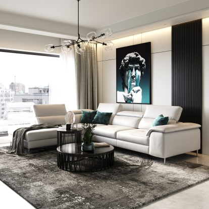 Lamod Italia Viola Italian Contemporary Grey Leather Left Facing Sectional Sofa Grey Sectional Sofa 78823|81699 VGCCVIOLA-KIM-GRY-LAF-SECT