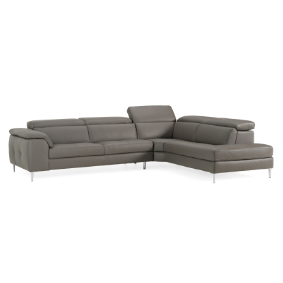 Lamod Italia Viola Italian Contemporary Grey Leather Right Facing Sectional Sofa Grey Sectional Sofa 82880 VGDTVIOLA-KIM-FUME-RAF-SECT