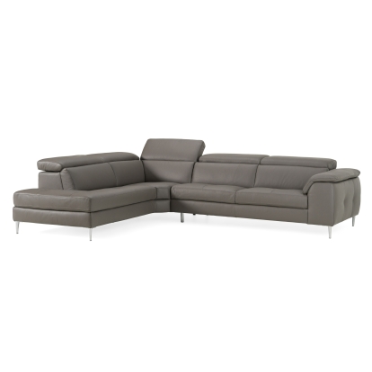 Lamod Italia Viola Italian Contemporary Grey Leather Left Facing Sectional Sofa Grey Sectional Sofa 82881 VGDTVIOLA-KIM-FUME-LAF-SECT