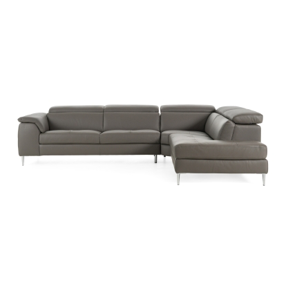 Lamod Italia Viola Italian Contemporary Grey Leather Right Facing Sectional Sofa Grey Sectional Sofa 82880 VGDTVIOLA-KIM-FUME-RAF-SECT
