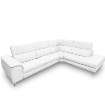 Lamod Italia Viola Italian Contemporary White Leather Right Facing Sectional Sofa White Sectional Sofa 78824|81696 VGCCVIOLA-KIM-WHT-RAF-SECT