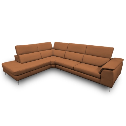 Lamod Italia Viola Italian Contemporary Cognac Leather Left Facing Sectional Sofa Brown Sectional Sofa 78841|81697 VGCCVIOLA-KIM-COG-LAF-SECT