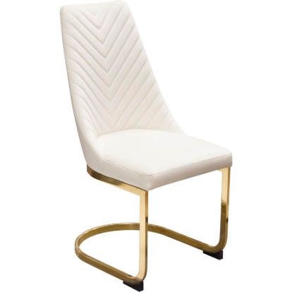 Diamond Sofa VOGUE2DCCM2PK Vogue Dining Chair Cream Velvet Polished Gold Metal (Set of 2)