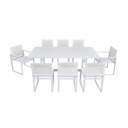 Renava Wake + Kayak Modern Outdoor Off-White Dining Table Set Off-White Outdoor Table 81115 VGGE-WAKE-KAYAK-DT-SET-WHT