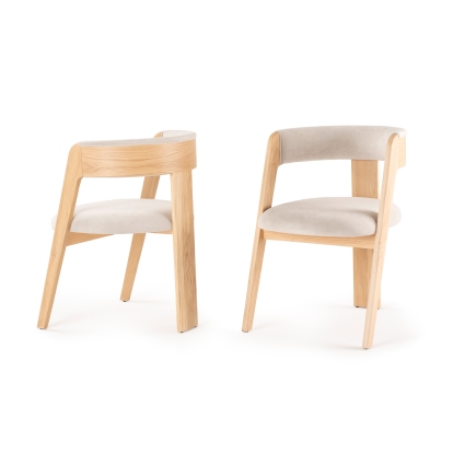 Modrest Washington Modern Cream Velvet + Natural Oak Dining Chair (Set of 2) Cream Dining Chair 82160Z VGME121259-CDCHR