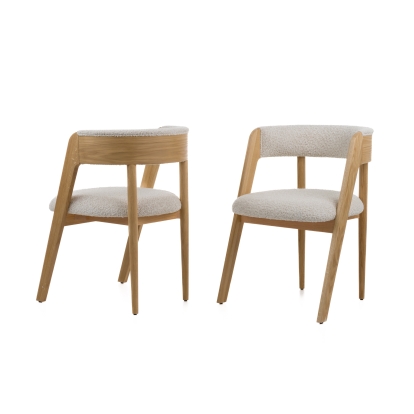 Modrest Vegas Modern Cream Fabric + Natural Oak Dining Chair (Set of 2) Cream Dining Chair 82777Z VGME121259-CRM-DC