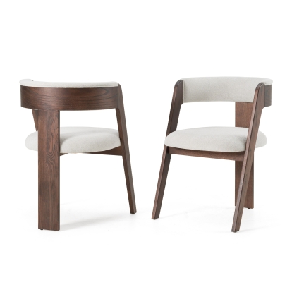 Modrest Washington Modern Off-White Fabric + Brown Oak Dining Chair (Set of 2) Off-White Dining Chair 83117Z VGME121259-OFFBRN-DC-1