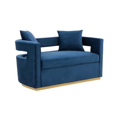 Modrest Wells Modern Blue Velvet Loveseat Blue Loveseat 79138 VGRHSF-515-BL-L