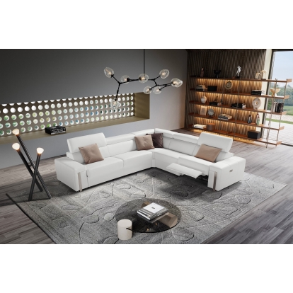 Lamod Italia Bogart Italian Modern White Leather Sectional Sofa Bed with Recliner White Sectional Sofa 80994 VGNT-BOGART-WHT